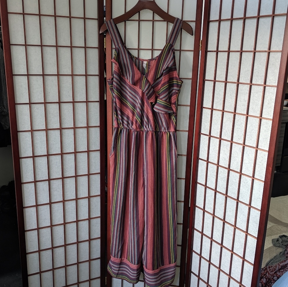 Wrap Ruffle Striped Xhilaration Jumpsuit